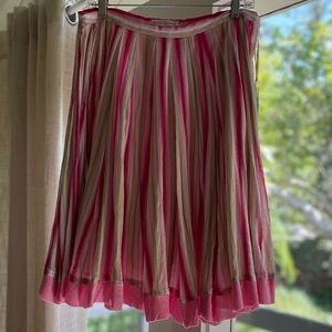 Banana Republic Striped Cotton Full Skirt Size 4. Buttoned at side, tie w/beads.